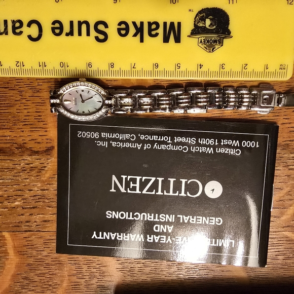 Women's CITIZEN ECHO DRIVE OPALESCENT WATCH SILVER & GOLD w RHINESTONES - Picture 15 of 16